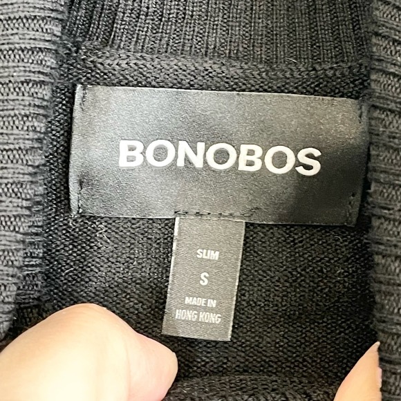BONOBOS Men's Black Merino Wool Knitted Musso-P Slim Pullover Sweater Small - Picture 9 of 10